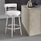 Armen Living Madrid 30" Bar Height Swivel White Faux Leather and Brushed Stainless Steel Bar Stool LCMABABSWH30 - alternate 4